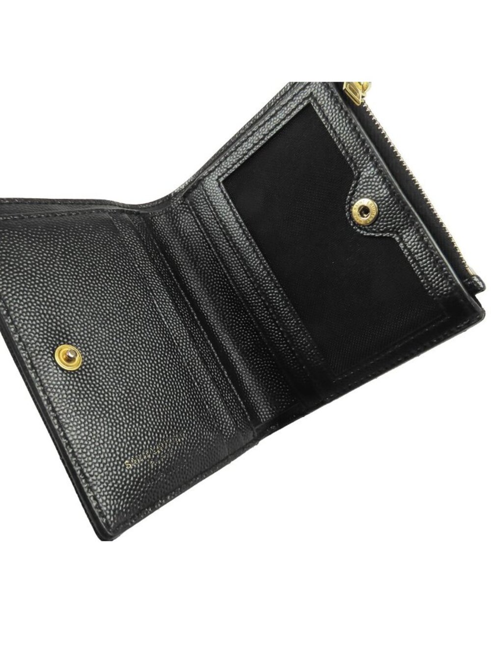 Saint Laurent Bifold Wallet Black Leather Cassandra Logo Compact - Picture 4 of 9